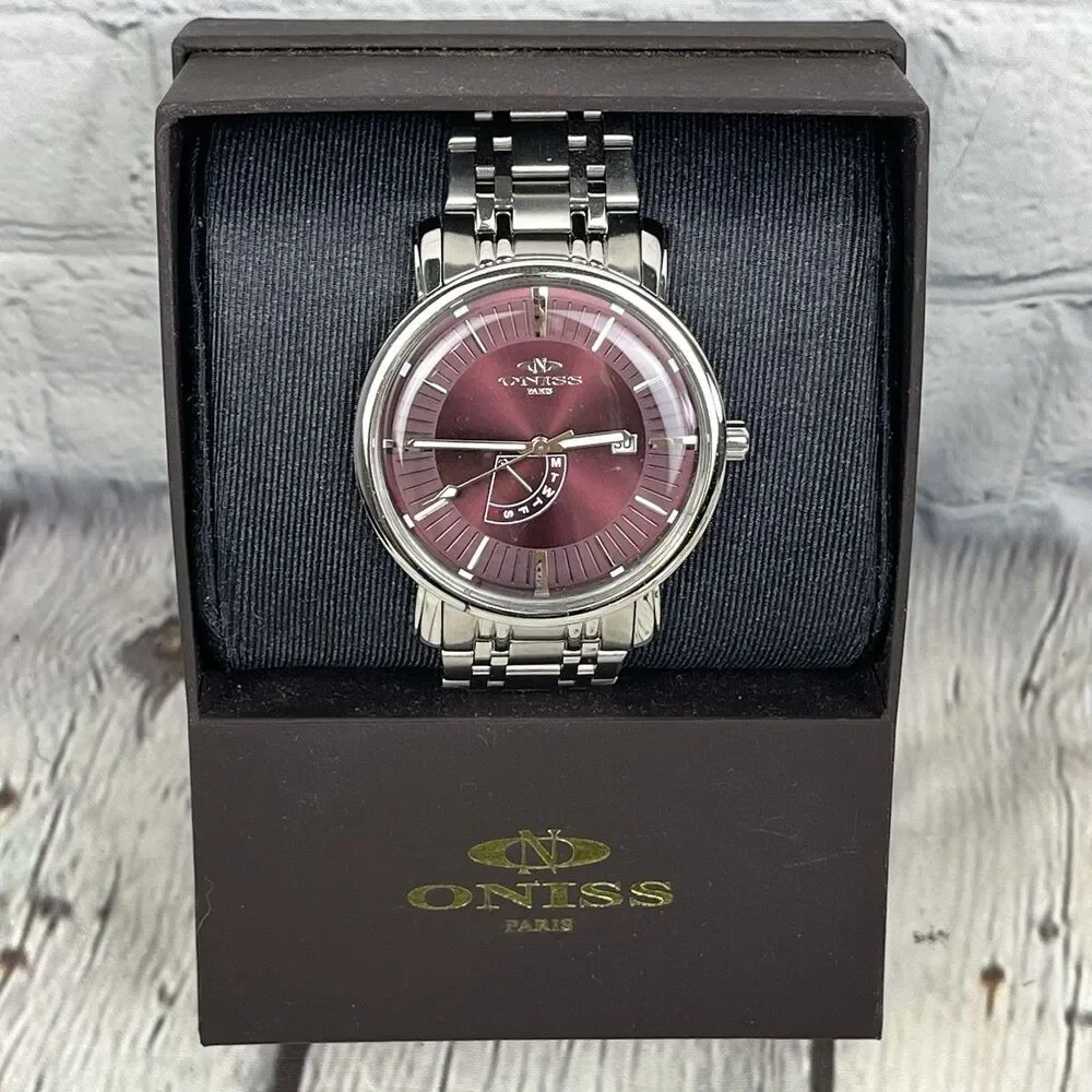 Oniss Sorrento Men’s Watch Quartz Red Dial Adjustable Silver Band ON2626-MBY
